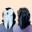 Picture of Black and White Satin Long Tail Hair Bow – Elegant Gift for Women & Girls, set of 2