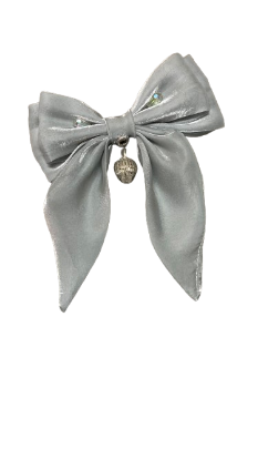 Picture of Cadet Blue Gray Satin Hair Bows – Stylish Bow Clips for Women & Girls